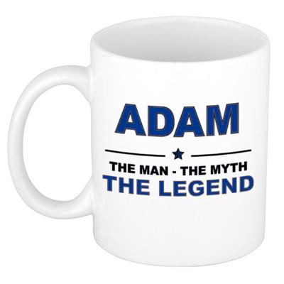 Adam cadeau mok - man myth legend - naam koffiemok / beker - wit en blauw - 300 ml Adam cadeau mok - man myth legend - naam koffiemok / beker - wit en blauw - 300 ml