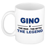 Naam cadeau mok/ beker Gino The man, The myth the legend 300 ml - Naam mokken - thumbnail