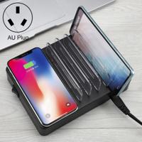i9 50W 6 USB-poorten + 2 USB-C/type-C-poorten + multifunctionele oplader voor draadloos opladen met LED-display & afneembare bezel AU-stekker