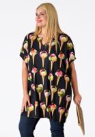Yoek Shirt-tunic wide ICECREAM | Zwart | Maat Plus