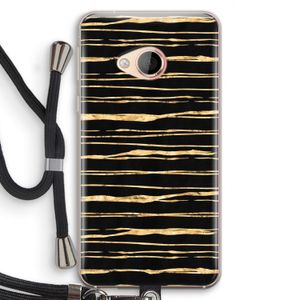 Gouden strepen: HTC U Play Transparant Hoesje met koord