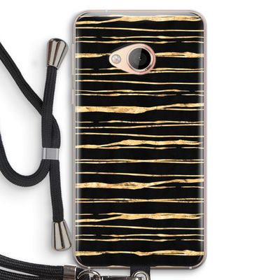 Gouden strepen: HTC U Play Transparant Hoesje met koord