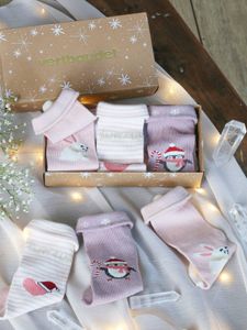 Set met 3 paar kerstsokken babymeisjes oudroze