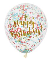 Confetti Ballonnen Happy Birthday - 6 Stuks - thumbnail