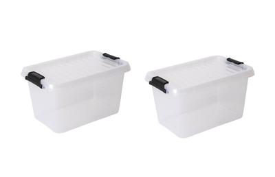 Opbergboxen met deksel 5,5 liter kunststof transparant 30 x 20 x 17 cm set van 2 stuks
