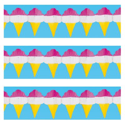 3x stuks papieren ijsjes zomer thema feestslinger 3 meter