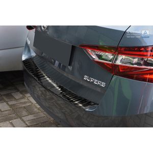 Zwart RVS Bumper beschermer passend voor Skoda Superb III Combi 2015- 'Ribs' AV245020