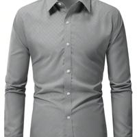 Bon&Bon Homme Men's White Long Sleeve Button Up Work Shirt - Regular Fit Dark Grey / S