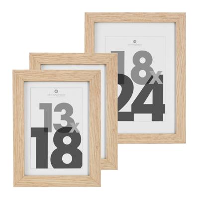 Fotolijstjes set - 1x voor 18 x 24 cm - 2x voor 13 x 18 cm - naturel - modern/strak ontwerp
