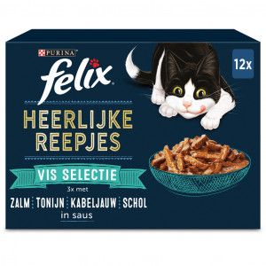 Felix Heerlijke Reepjes Vis Selectie kattenvoer (box 12x80 gram) 8 x (12 x 80 g)