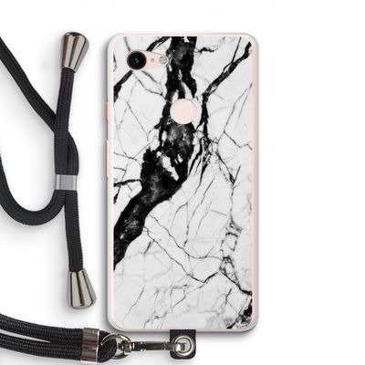 Witte marmer 2: Pixel 3 XL Transparant Hoesje met koord