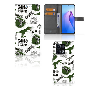 Telefoonhoesje met Pasjes voor OPPO Reno8 Pro Dinosaurus