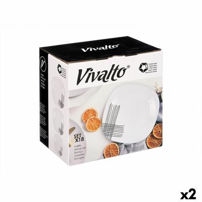 Serviesset Vivalto Wit Zwart Opaal glas Strepen 18 Onderdelen (2 Stuks)
