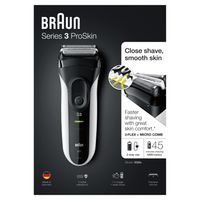 Braun Series 3 ProSkin 3020s Elektrisch Scheerapparaat, Zwart/Wit - Oplaadbaar Scheerapparaat - thumbnail