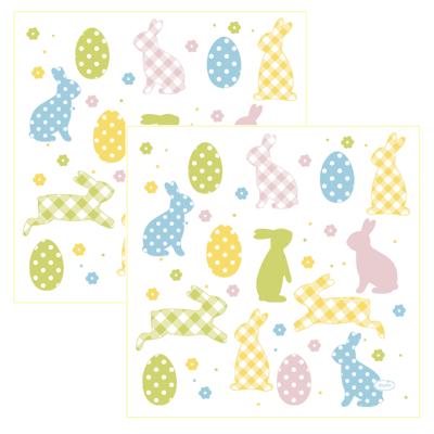 Paas thema servetten Bunnies and Eggs - 40x - pasen print - 33 x 33 cm - feestservetten - Paasontbij
