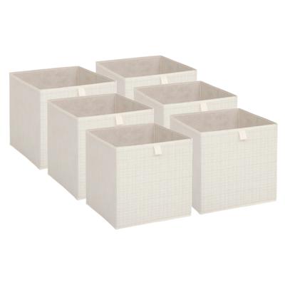 Opbergbox kastmand - 6x - beige/tweed - 31 x 31 x 31 cm - opbergers