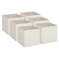 Opbergbox kastmand - 6x - beige/tweed - 31 x 31 x 31 cm - opbergers
