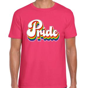 Gay Pride T-shirt voor heren - pride - fuchsia roze - regenboog - LHBTI