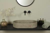 Terrazzo Waschbecken, braun terrazzo, oval 60×35 cm | TRZ-503bt
