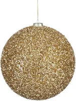 Mica Decorations kunststof kerstbal tinsel 20cm goud