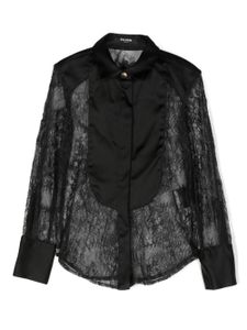 Balmain Kids chemise en dentelle Chantilly - Noir