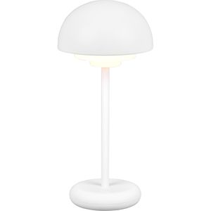 LED Tafellamp met Opbaadbare Batterijen - Trion Berna - 2W - Warm Wit 3000K - Spatwaterdicht IP44 - Dimbaar - Rond - Mat Wit - Kunststof