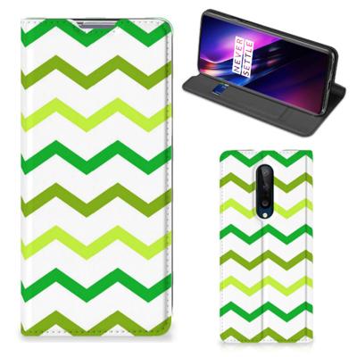 OnePlus 8 | Hoesje met Magneet | Zigzag Groen