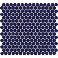 Tegelsample: The Mosaic Factory Venice ronde mozaïek tegels 32x29 kobaltblauw - thumbnail