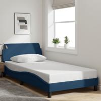 Bedframe met hoofdeinde zonder matras 100x200 cm stof blauw