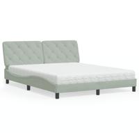 Bed met matras fluweel lichtgrijs 160x200 cm