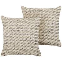 Beliani - HOWEA - Sierkussen set van 2 - Beige - 45 x 45 cm - Katoen - thumbnail