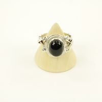 Zilveren Ring met Zwarte Onyx Maat 18,5 (Sterling Zilver 925) - thumbnail