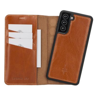 NorthLife Samsung Galaxy S21 Plus - Leren Afneembare 2-in-1 bookcase telefoonhoes - Cognac
