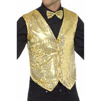 Carnavalkleding verkleed Pailetten Gilet/vestje - goud - Heren - Polyester - thumbnail