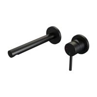 Brauer Black Edition Inbouw Wastafelmengkraan met Rechte Uitloop en Rozetten Model A1 Mat Zwart