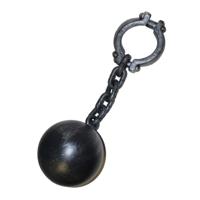 Funny Fashion Jumbo enkel ketting met kogel - 55 cm - kunststof - boeven - gevangenen