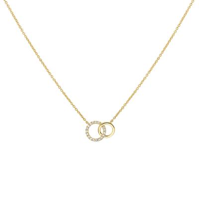 14k Geelgouden Collier met Diamant 0.08ct - Verstelbaar 41-45 cm