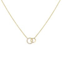 14k Geelgouden Collier met Diamant 0.08ct - Verstelbaar 41-45 cm