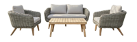 Serrano lounge set 4pcs grey alu/grey wicker/acacia teak look Eurofar - Eurofar