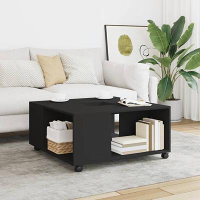 Salontafel 80x80x40 cm bewerkt hout zwart
