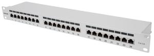 Intellinet 24-Port Cat6a Patchpanel geschirmt 1HE Kabeleinführung 90° abgewinkelt grau 24 poorten Patchpaneel 483 mm (19) 1 HE Grijs (RAL 7035) Ingericht