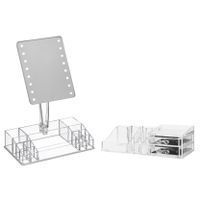 Make-up organizer set vakjes en lades 30,5 x 9 cm en een LED spiegel