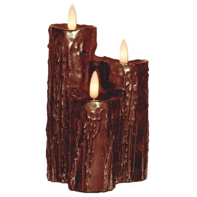 LED druipkaarsen - 3x - brons - 16 x 11 cm - wax - kaarsen - kaarsenset