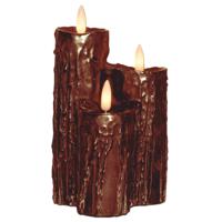 LED druipkaarsen - 3x - brons - 16 x 11 cm - wax - kaarsen - kaarsenset