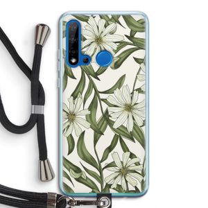 Wit bloemenpatroon: Huawei P20 Lite (2019) Transparant Hoesje met koord