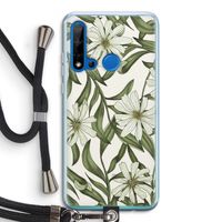 Wit bloemenpatroon: Huawei P20 Lite (2019) Transparant Hoesje met koord
