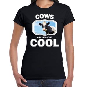 T-shirt cows are serious cool zwart dames - koeien/ koe shirt