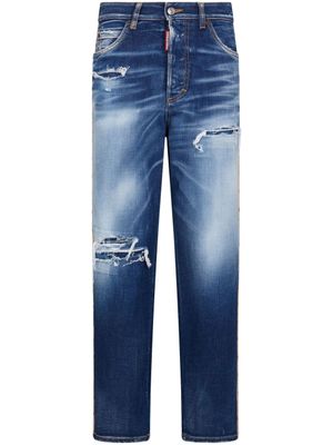 DSQUARED2 jean lacé à effet usé - Bleu
