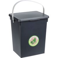 Excellent Houseware Gft afvalbakje voor aanrecht - 5,5L - antraciet grijs - afsluitbaar - compostbakje - Prullenbakken - thumbnail