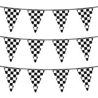 Finish vlaggenlijn - 4x - 6 meter - plastic - Race thema feestartikelen - formule 1